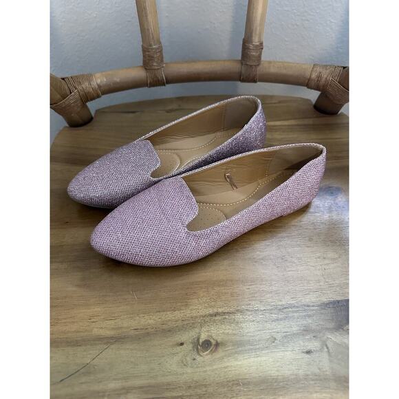 Rampage pink glitter sparkly slip on work flats with pointy tip size 8 - Picture 3 of 5